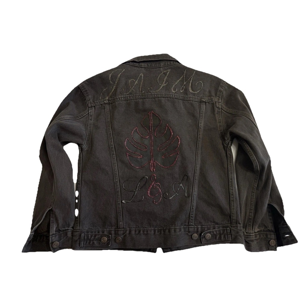 Levi's Trucker Jacket XS Women Gray Vintage Modified Unique Embroidered Custom